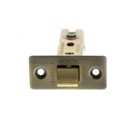 High quality image of Atlantic Fire-Rated CE Marked Bolt Through Tubular Latch 3" - Matt Antique Brass | Sku. alce3mab | available to order from Trade Door Handles in Kendal.