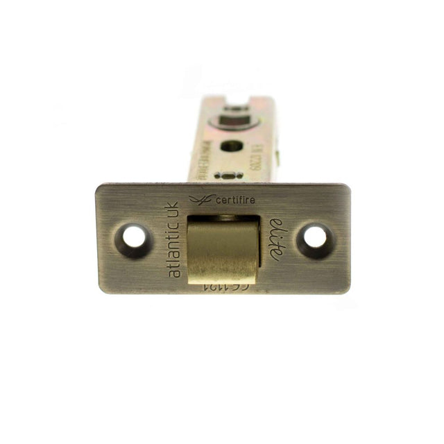 High quality image of Atlantic Fire-Rated CE Marked Bolt Through Tubular Latch 3" - Matt Antique Brass | Sku. alce3mab | available to order from Trade Door Handles in Kendal.