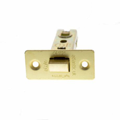High quality image of Atlantic Fire-Rated CE Marked Bolt Through Tubular Latch 3" - Satin Brass | Sku. alce3sb | available to order from Trade Door Handles in Kendal.