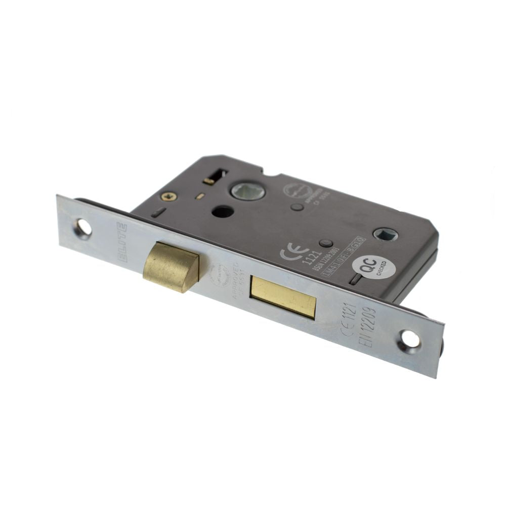 This is an image of Atlantic Bathroom Lock [CE] 2.5" - Satin Chrome available to order from Trade Door Handles.