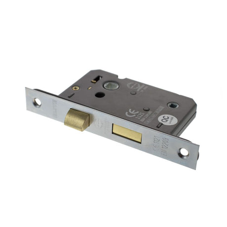 This is an image of Atlantic Bathroom Lock [CE] 3" - Satin Chrome available to order from Trade Door Handles.