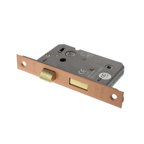 This is an image of Atlantic Bathroom Lock [CE] 3" - Urban Satin Copper available to order from Trade Door Handles.