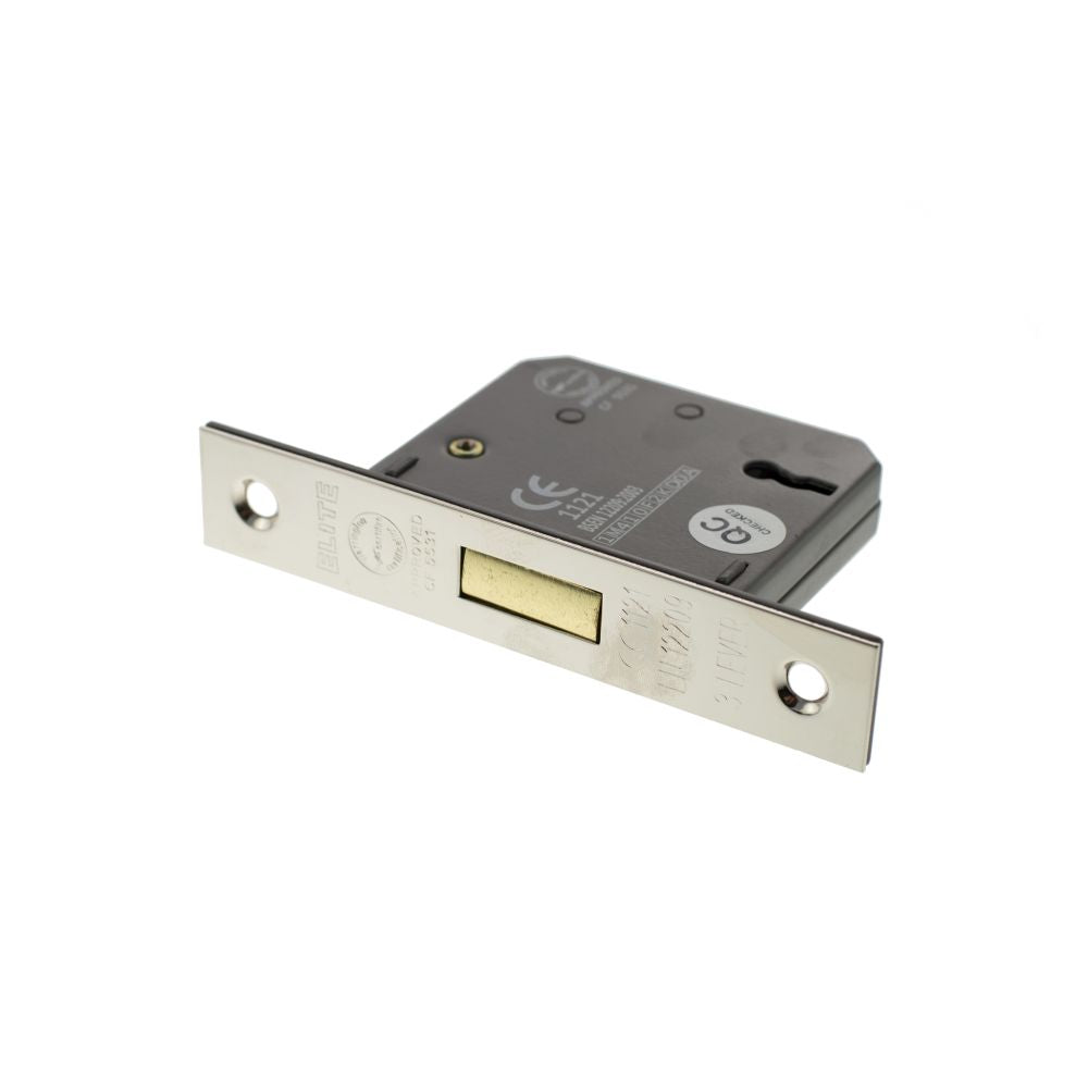 This is an image of Atlantic 3 Lever Key Deadlock [CE] 2.5" - Polished Nickel available to order from Trade Door Handles.