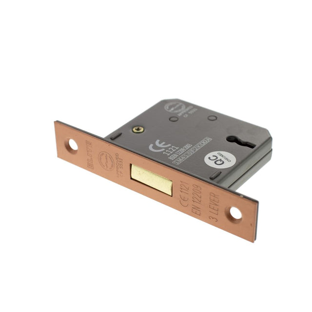 This is an image of Atlantic 3 Lever Key Deadlock [CE] 2.5" - Urban Satin Copper available to order from Trade Door Handles.