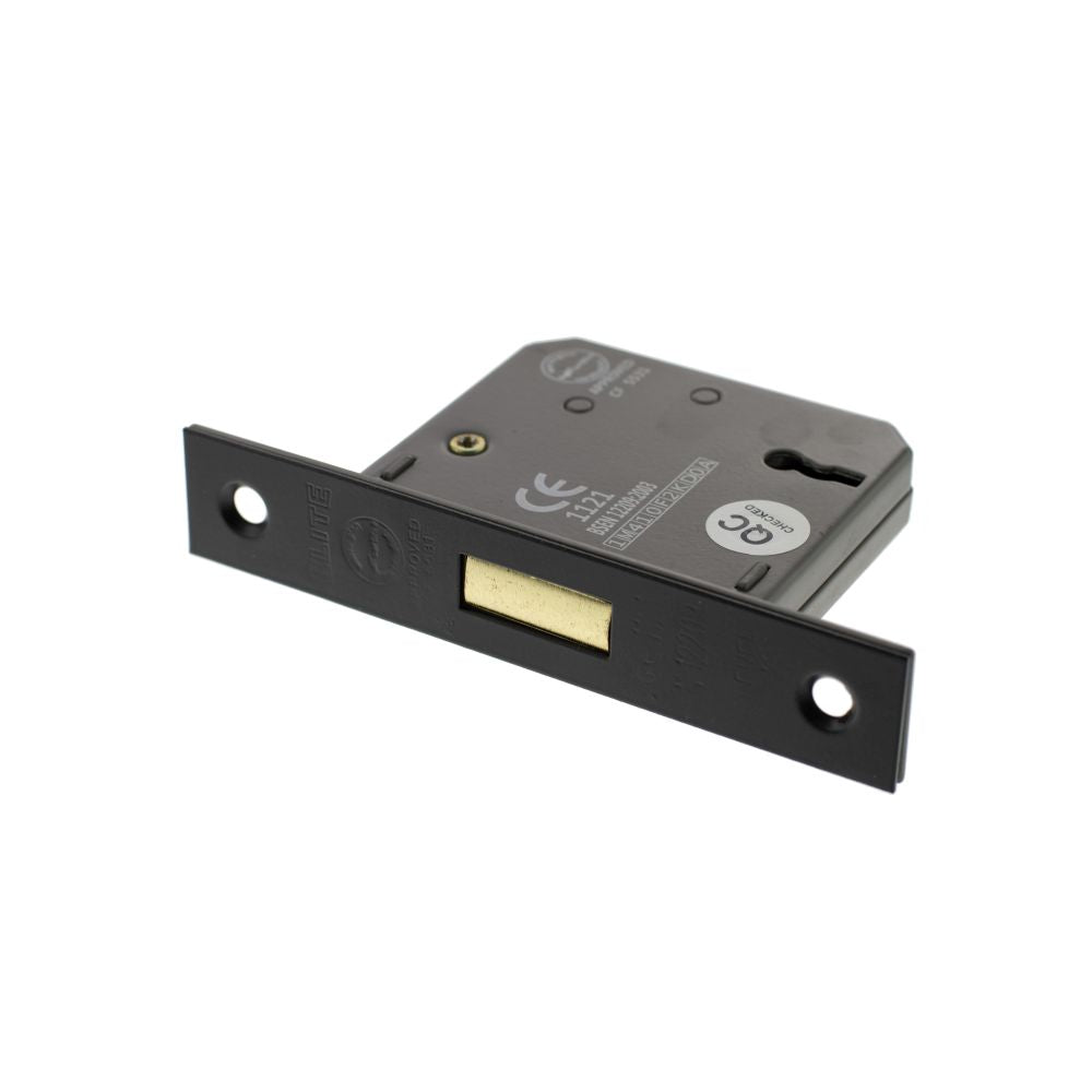 This is an image of Atlantic 3 Lever Key Deadlock [CE] 3" - Matt Black available to order from Trade Door Handles.