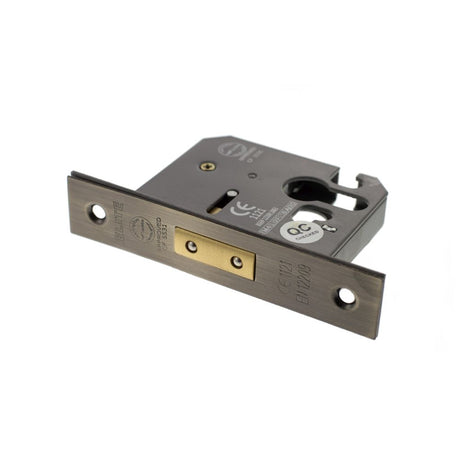 This is an image of Atlantic Euro Deadlock [CE] 2.5" - Antique Brass available to order from Trade Door Handles.