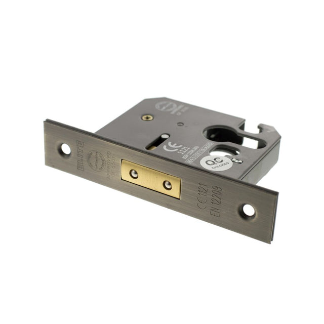 This is an image of Atlantic Euro Deadlock [CE] 2.5" - Matt Antique Brass available to order from Trade Door Handles.