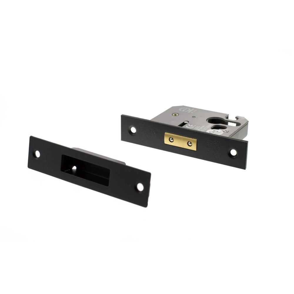 This is an image of Atlantic Euro Deadlock [CE] 3" - Matt Black available to order from Trade Door Handles.