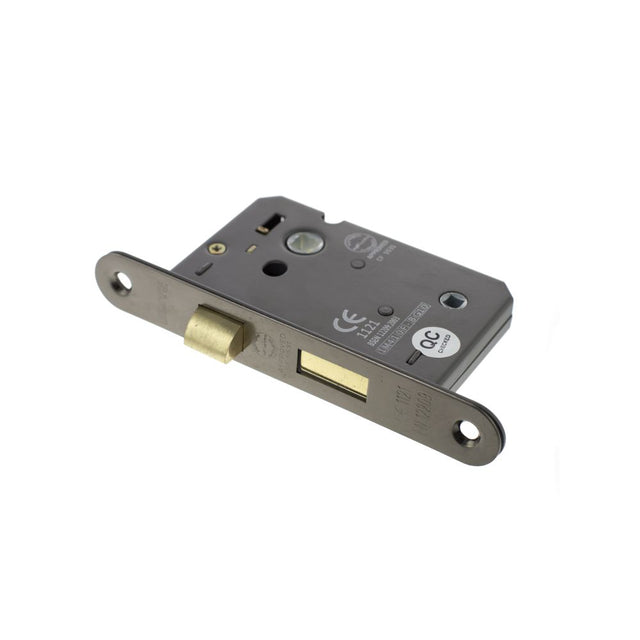 This is an image of Atlantic Radius Corner Bathroom Lock [CE] 2.5" - Urban Bronze available to order from Trade Door Handles.