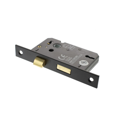 This is an image of Atlantic 3 Lever Key Sashlock [CE] 2.5" - Matt Black available to order from Trade Door Handles.