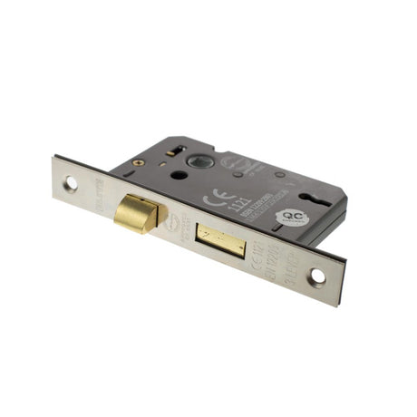 This is an image of Atlantic 3 Lever Key Sashlock [CE] 2.5" - Polished Nickel available to order from Trade Door Handles.