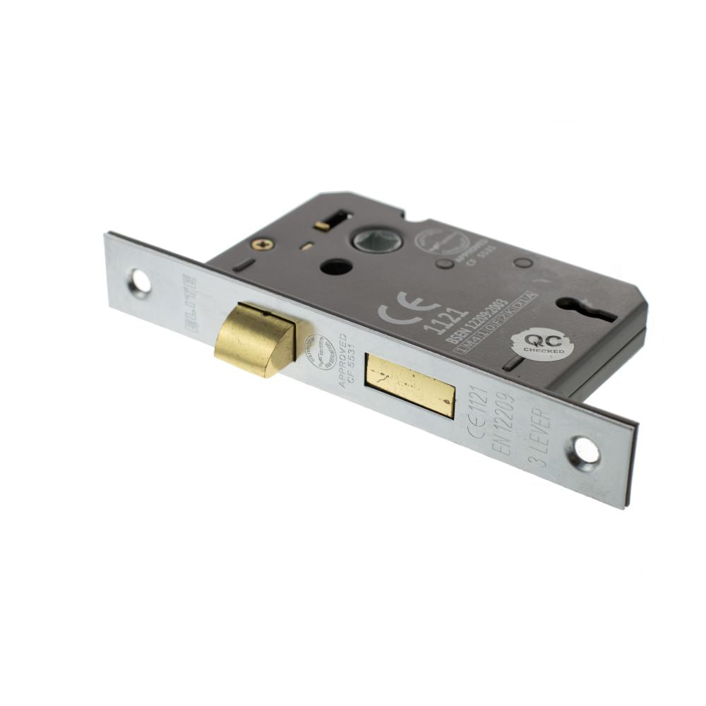 This is an image of Atlantic 3 Lever Key Sashlock [CE] 2.5" - Satin Chrome available to order from Trade Door Handles.