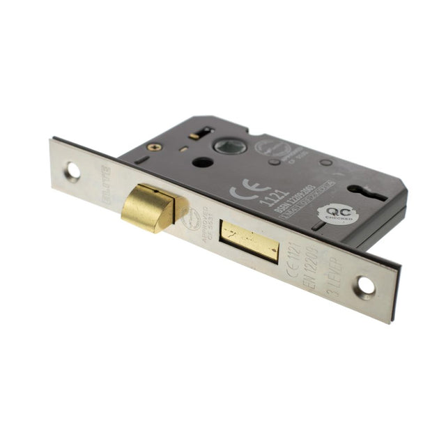 This is an image of Atlantic 3 Lever Key Sashlock [CE] 2.5" - Satin Nickel available to order from Trade Door Handles.