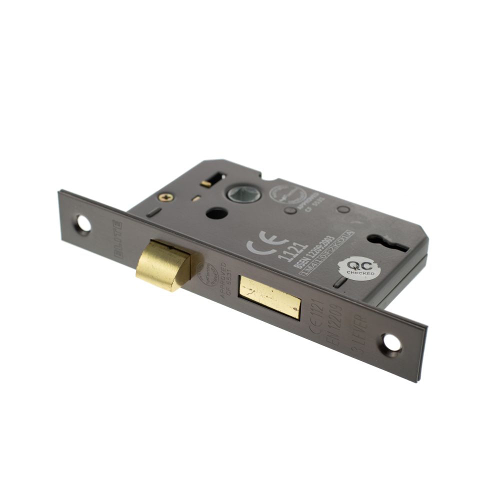 This is an image of Atlantic 3 Lever Key Sashlock [CE] 2.5" - Urban Bronze available to order from Trade Door Handles.