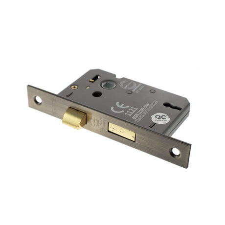 This is an image of Atlantic 3 Lever Key Sashlock [CE] 3" - Antique Brass available to order from Trade Door Handles.