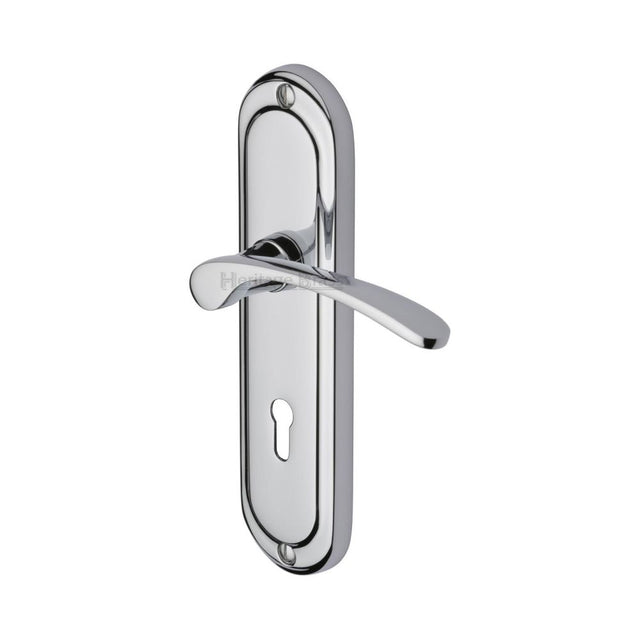 This is an image of a Heritage Brass - Door Handle Lever Lock Ambassador Design Polished Chrome Finish, amb6200-pc that is available to order from Trade Door Handles in Kendal.