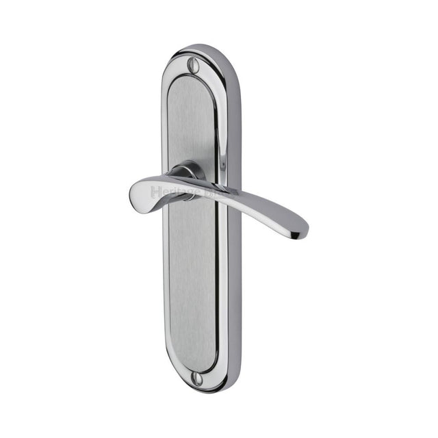 This is an image of a Heritage Brass - Door Handle Lever Latch Ambassador Design Apollo Finish, amb6210-ap that is available to order from Trade Door Handles in Kendal.