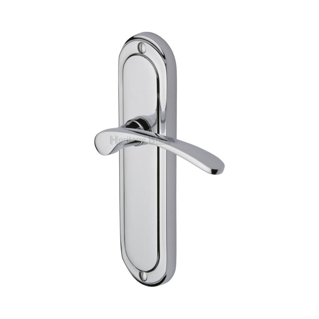 This is an image of a Heritage Brass - Door Handle Lever Latch Ambassador Design Polished Chrome Finish, amb6210-pc that is available to order from Trade Door Handles in Kendal.