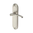 This is an image of a Heritage Brass - Door Handle Lever Latch Ambassador Design Satin Nickel Finish, amb6210-sn that is available to order from Trade Door Handles in Kendal.