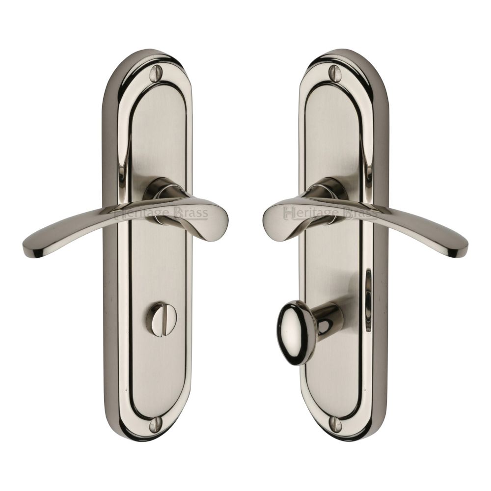 This is an image of a Heritage Brass - Door Handle for Bathroom Ambassador Design Mercury Finish, amb6230-mc that is available to order from Trade Door Handles in Kendal.