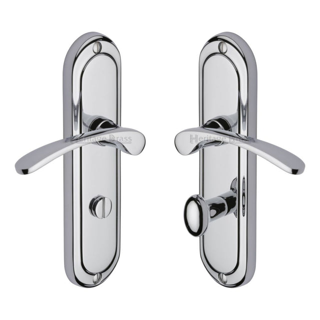 This is an image of a Heritage Brass - Door Handle for Bathroom Ambassador Design Polished Chrome Finish, amb6230-pc that is available to order from Trade Door Handles in Kendal.