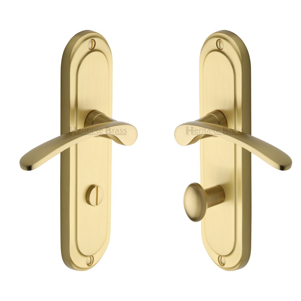 This is an image of a Heritage Brass - Door Handle for Bathroom Ambassador Design Satin Brass, amb6230-sb that is available to order from Trade Door Handles in Kendal.