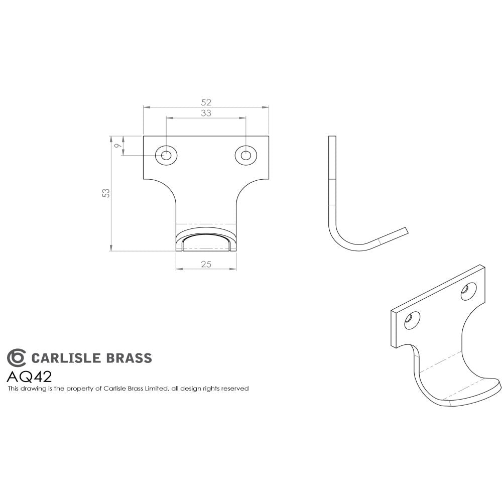 This image is a line drwaing of a Carlisle Brass - Architectural Sash Lift - Satin Chrome available to order from Trade Door Handles in Kendal