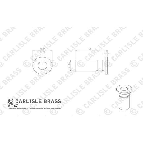 This image is a line drwaing of a Carlisle Brass - Dust Excluding Socket For Flush Bolts - Satin Chrome available to order from Trade Door Handles in Kendal