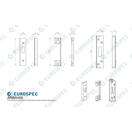 This image is a line drwaing of a Eurospec - BS Rebate Set (Deadlock) Cylinder - Satin Stainless Steel available to order from Trade Door Handles in Kendal