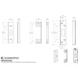 This image is a line drwaing of a Eurospec - Easi - T Rebate Set Deadlock 13Mm available to order from Trade Door Handles in Kendal