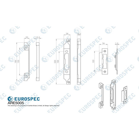This image is a line drwaing of a Eurospec - Rebate Set To Suit Economy Sashlock 0.5 available to order from Trade Door Handles in Kendal