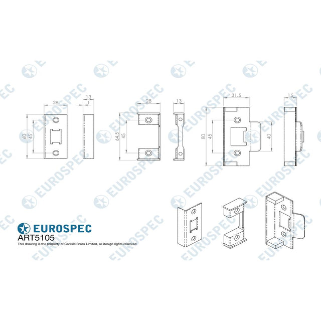 This image is a line drwaing of a Eurospec - Rebate set - Florentine Bronze available to order from Trade Door Handles in Kendal