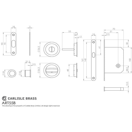 This image is a line drwaing of a Manital - Sliding Door Lock Set - Polished Chrome available to order from Trade Door Handles in Kendal