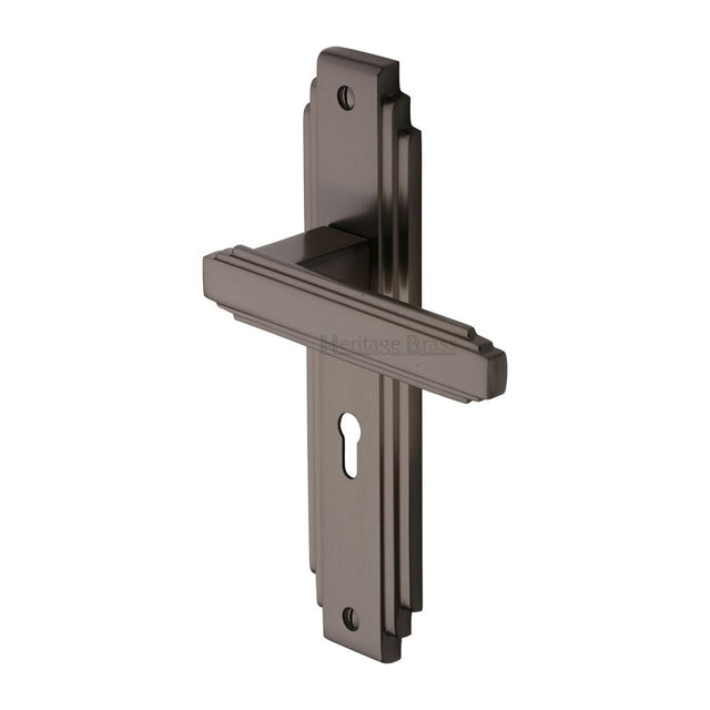 This is an image of a Heritage Brass - Door Handle Lever Lock Astoria Design Matt Bronze Finish, ast5900-mb that is available to order from Trade Door Handles in Kendal.