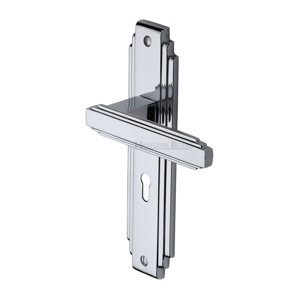 This is an image of a Heritage Brass - Door Handle Lever Lock Astoria Design Polished Chrome Finish, ast5900-pc that is available to order from Trade Door Handles in Kendal.