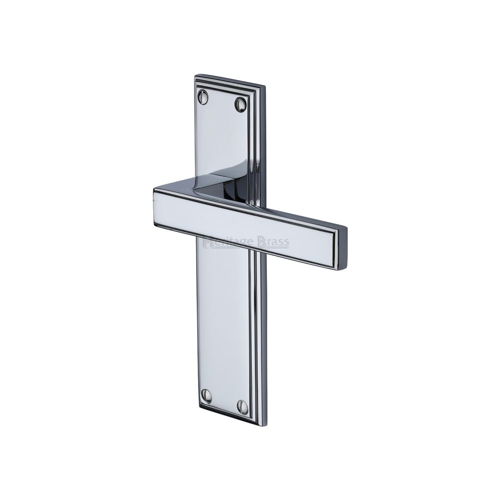 This is an image of a Heritage Brass - Door Handle Lever Latch Atlantis Design Polished Chrome Finish, atl5710-pc that is available to order from Trade Door Handles in Kendal.