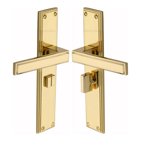 This is an image of a Heritage Brass - Atlantis Long Bathroom set Polished Brass finish, atl6730-pb that is available to order from Trade Door Handles in Kendal.