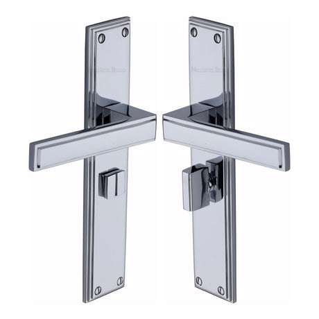 This is an image of a Heritage Brass - Atlantis Long Bathroom set Polished Chrome finish, atl6730-pc that is available to order from Trade Door Handles in Kendal.