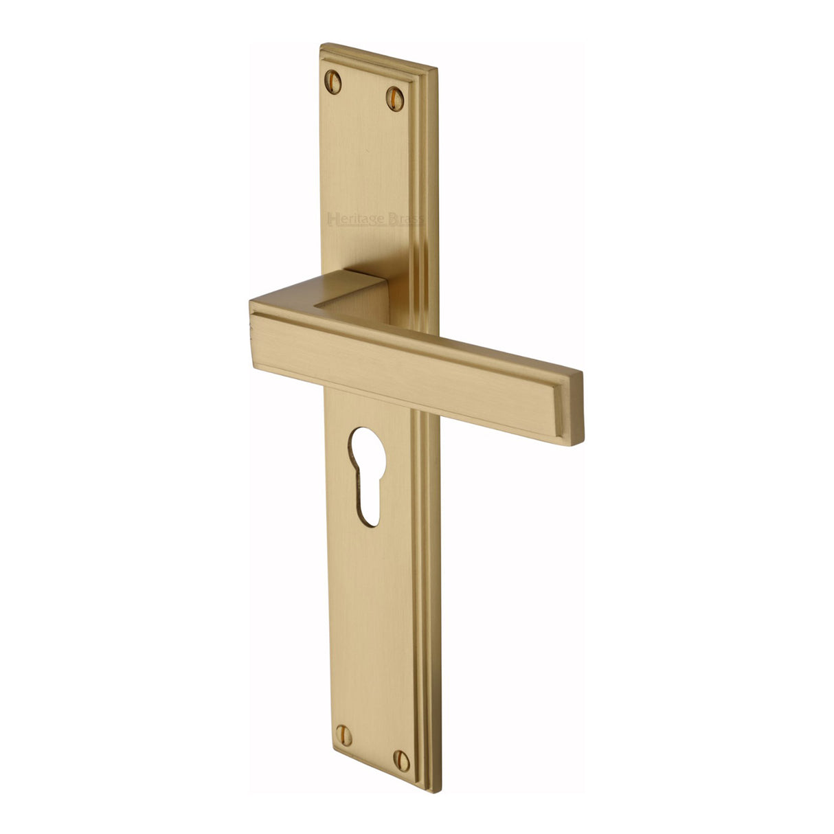 This is an image of a Heritage Brass - Atlantis Long Euro Profile Satin Brass finish, atl6748-sb that is available to order from Trade Door Handles in Kendal.