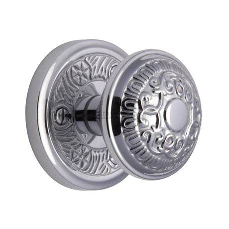 This is an image of a Heritage Brass - Mortice Knob on Rose Aydon Design Polished Chrome Finish, ayd1324-pc that is available to order from Trade Door Handles in Kendal.