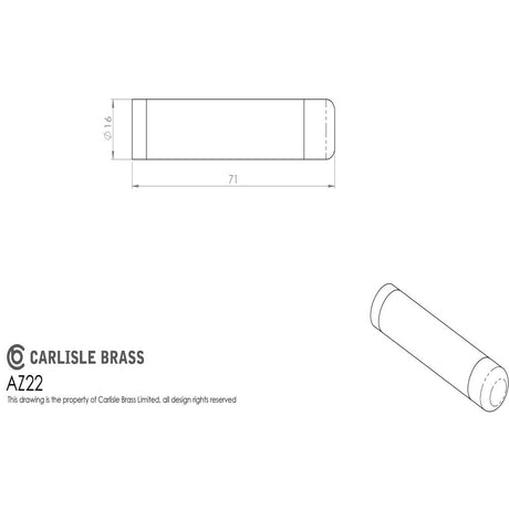 This image is a line drwaing of a Carlisle Brass - Wall Mounted Cylinder Door Stop - Satin Chrome available to order from Trade Door Handles in Kendal