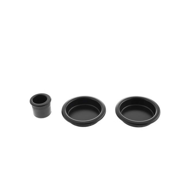 High quality image of AGB Sliding Door Flush Pull Round - Matt Black | Sku. b019201093 | available to order from Trade Door Handles in Kendal.