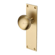 This is an image of a Heritage Brass - Mortice Knob on Latch Plate Balmoral Design Satin Brass Finish, bal8510-sb that is available to order from Trade Door Handles in Kendal.