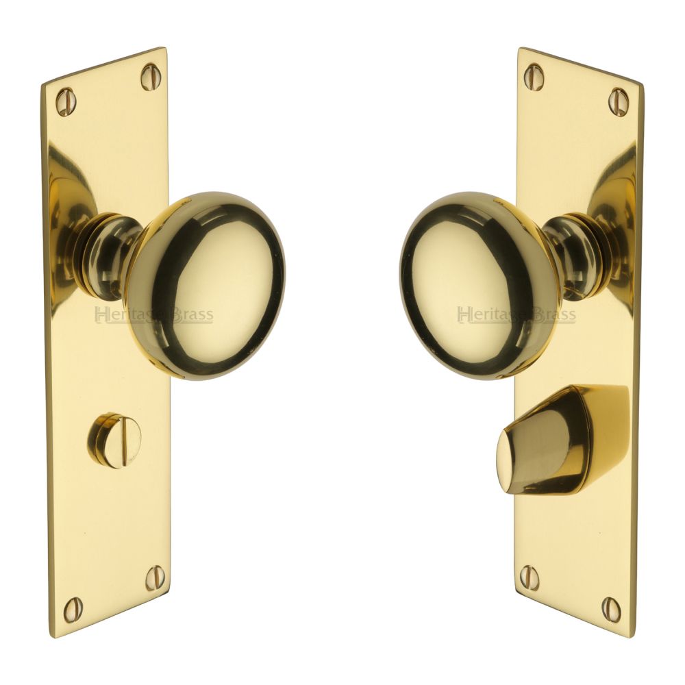 This is an image of a Heritage Brass - Mortice Knob on Bathroom Plate Balmoral Design Polished Brass Finis, bal8530-pb that is available to order from Trade Door Handles in Kendal.