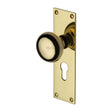 This is an image of a Heritage Brass - Mortice Knob on Euro Profile Plate Balmoral Design Polished Brass F, bal8548-pb that is available to order from Trade Door Handles in Kendal.