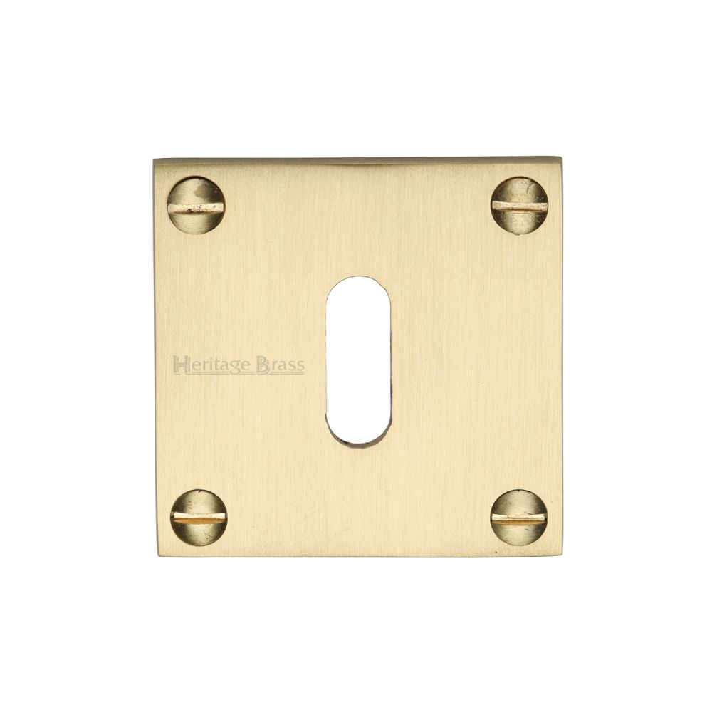 This is an image of a Heritage Brass - Keyhole Escutcheon Satin Brass Finish, bau1556-sb that is available to order from Trade Door Handles in Kendal.