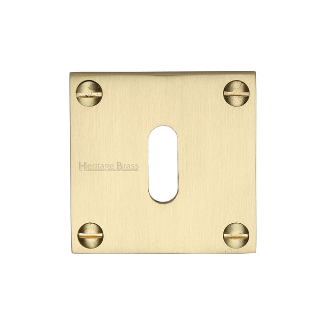 This is an image of a Heritage Brass - Keyhole Escutcheon Satin Brass Finish, bau1556-sb that is available to order from Trade Door Handles in Kendal.