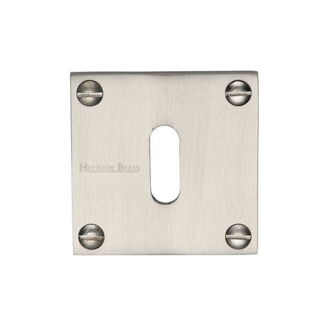 This is an image of a Heritage Brass - Keyhole Escutcheon Satin Nickel Finish, bau1556-sn that is available to order from Trade Door Handles in Kendal.