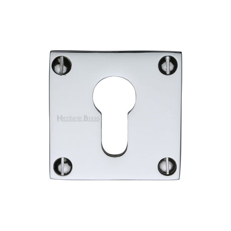 This is an image of a Heritage Brass - Euro Profile Cylinder Escutcheon Polished Chrome Finish, bau1558-pc that is available to order from Trade Door Handles in Kendal.