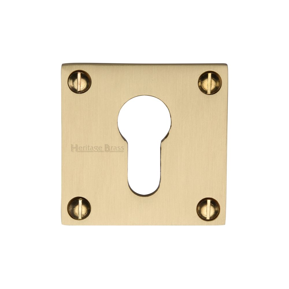 This is an image of a Heritage Brass - Euro Profile Cylinder Escutcheon Satin Brass Finish, bau1558-sb that is available to order from Trade Door Handles in Kendal.